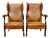 19th Century Oak and Embossed Leather Armchairs, Set of 2 For Sale