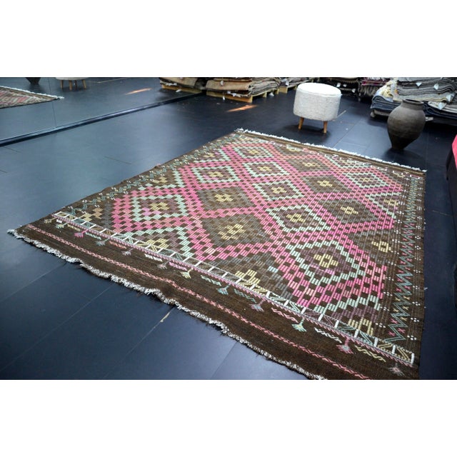 1960s Turkish Anatolian Handmade Kilim rug in Turkish Tribal Decorative Kilim, Vintage Kilim, Turkish Vintage Anatolian...