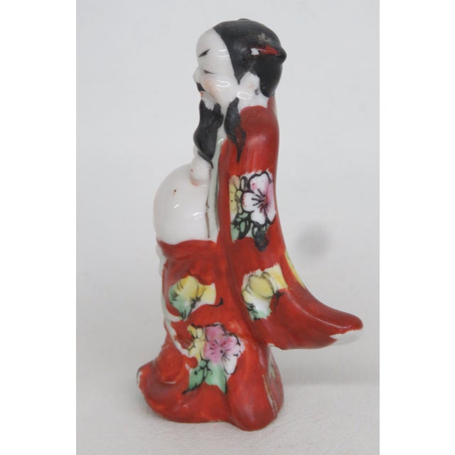 Mid 20th Century Porcelain Zhongli Quan Figurine Taoist Mythology Good Fortune Mid Century 4974b For Sale - Image 5 of 10