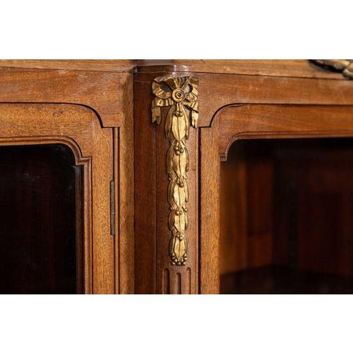 French Monumental Walnut Breakfront Glazed Bookcase, 1870s For Sale - Image 9 of 17