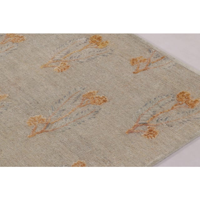 2010s Rug & Kilim’s Block Print Rug With Ochre and Beige Wildflower Florals For Sale - Image 5 of 10