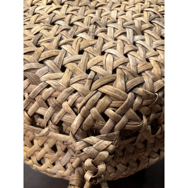 1950s Vintage Mid-Century Handwoven Rattan Storage Basket With Domed Lid For Sale - Image 5 of 10