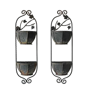 Wall Pockets Italian Copper and Iron - A Pair