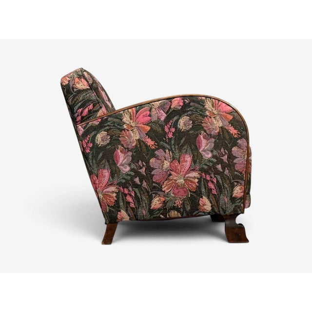 Swedish Modern, Art Deco Lounge Chairs, Stained Birch, Fabric, Sweden, 1940s For Sale - Image 12 of 13