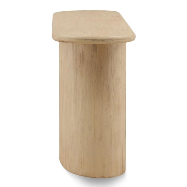 Contemporary Soft Wave Pedestal Oval Console Table For Sale - Image 3 of 6