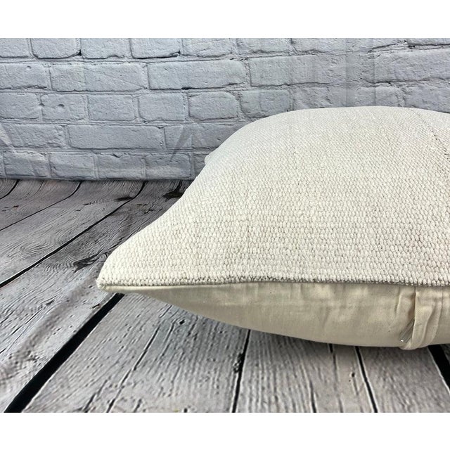 20 x 20 Hemp Pillow Turkish Cushion Natural Grayish White Pillow Cushion Cover For Sale - Image 4 of 4