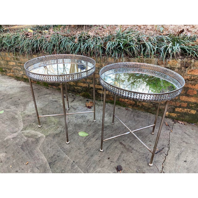 Silver Contemporary Mirrored Side Tables - A Pair For Sale - Image 8 of 8