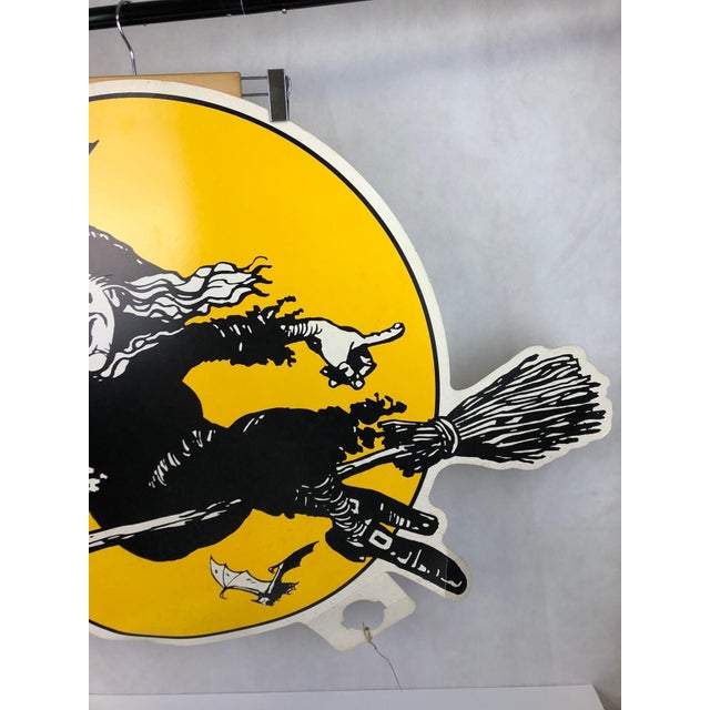 Mid-Century Modern VTG 36" XL Halloween Flying Witch Cardboard Wall Decor Store Display For Sale - Image 3 of 9