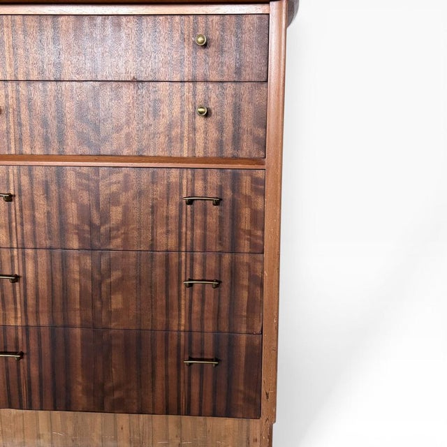 Brown Mid-Century Walnut Uniflex Tallboy Chest of Drawers, 1960s For Sale - Image 8 of 10