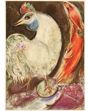 1940s After Marc Chagall, "The White Cock" First Edition Period Swiss Offset Lithograph