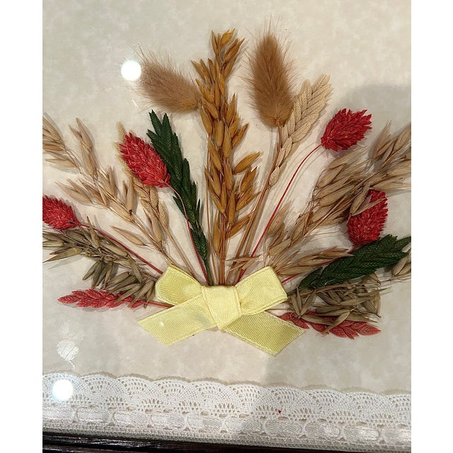 Victorian Wood Serving Tray With Dried Flowers For Sale - Image 3 of 3