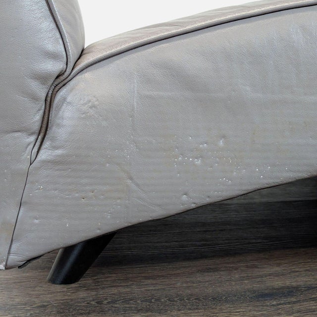 Gray Eq3 Crush Modern Gray Leather Armless Double Sofa/Chaise For Sale - Image 8 of 10