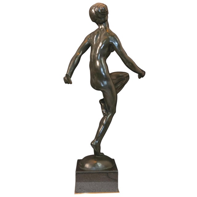 Early 20th Century E. Popineau Signed Large, Original, French Art Deco Bronze Female Cymbal Dancer - Francois Emile Popineau For Sale - Image 16 of 18