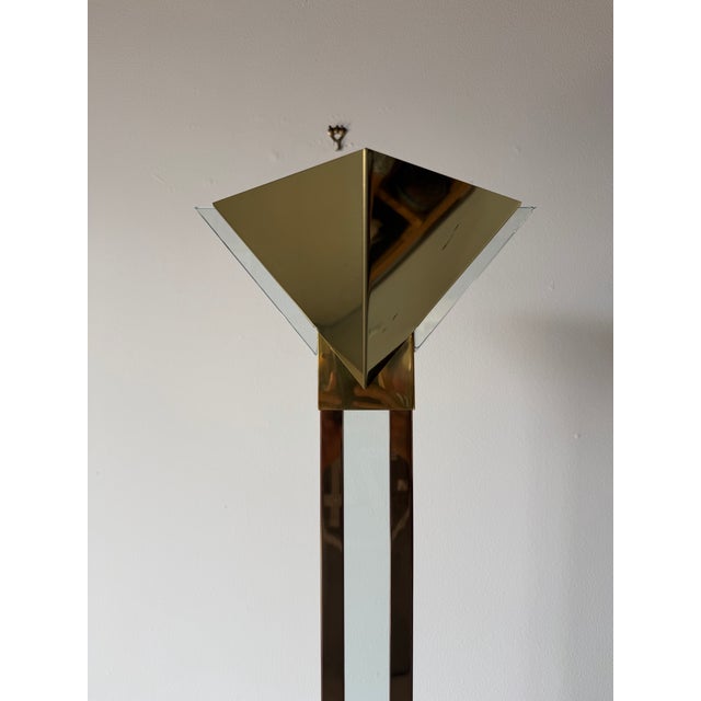 1980s Postmodern George Kovacs Brass & Glass Geometric Floor Lamp For Sale - Image 9 of 14