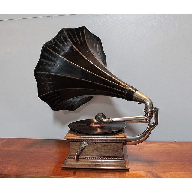 Wood 20th Century Horn Gramophone For Sale - Image 7 of 14