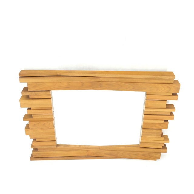 Wood Light Solid Walnut Arts and Crafts Style Mid-Century Modern Wall Mirror For Sale - Image 7 of 12