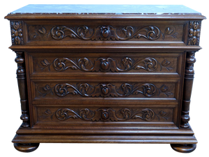 Rennaissance Walnut Chest of Drawers by P. Guinand-Leglas, 1920s