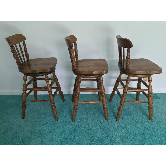 Set of 3 Vintage Boling Furniture Company Oak Bar Stools Chairish
