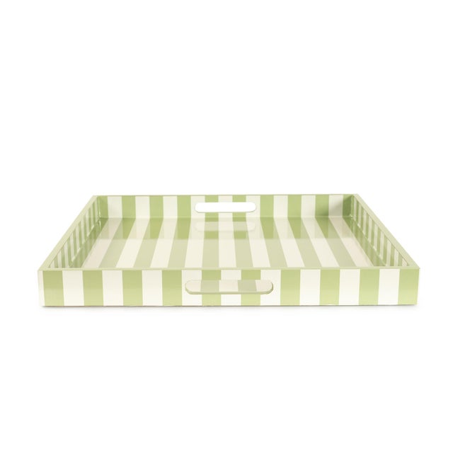 Contemporary Soho Green Stripe Tray For Sale - Image 3 of 9