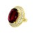 15.74 Rubellite Tourmaline Diamond Double Halo 18k Yellow Gold Cocktail Ring, Size 6.25 For Sale - Image 4 of 4