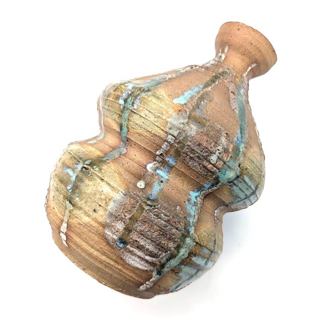 Mid 20th Century Mid 20th Century Drip-Glazed Raku Stoneware Vase For Sale - Image 5 of 10