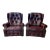 Mid-Century Oxblood Leather Chesterfield Club Chairs England A-Pair For Sale
