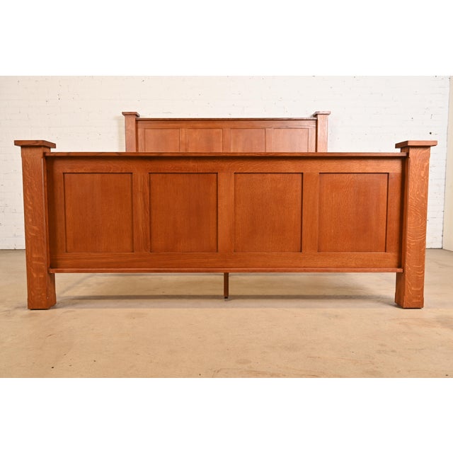 Wood Stickley Style Mission Oak Arts & Crafts King Size Bed For Sale - Image 7 of 9