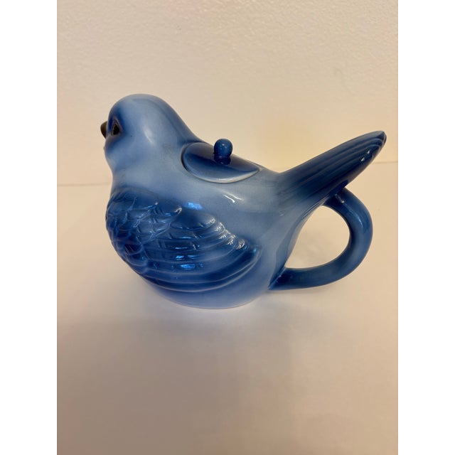 1950s Vintage Chinoiserie Blue Bird Teapot For Sale - Image 5 of 5