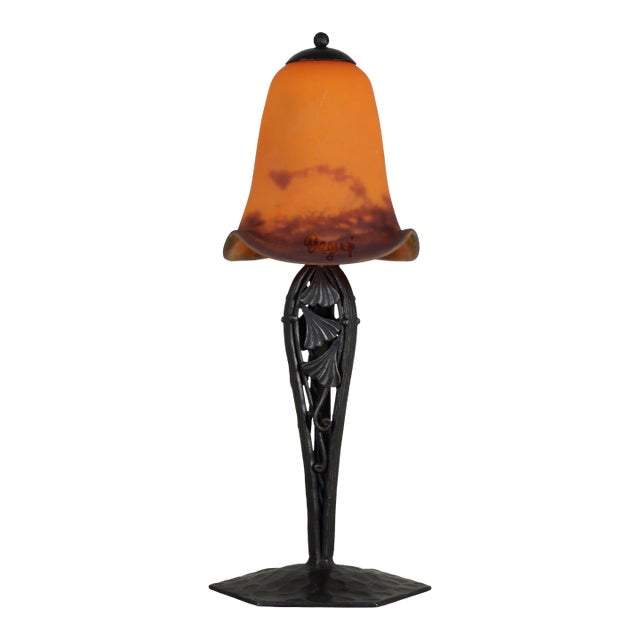 French Art Deco Table Lamp by Degue 1920s France For Sale
