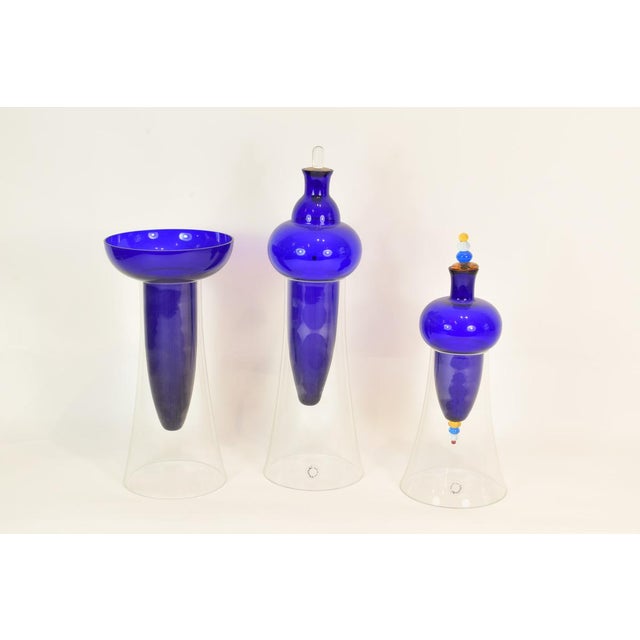 Blue Triptych Vases by Carlo Nason, Italy, 1990, Set of 3 For Sale - Image 8 of 8