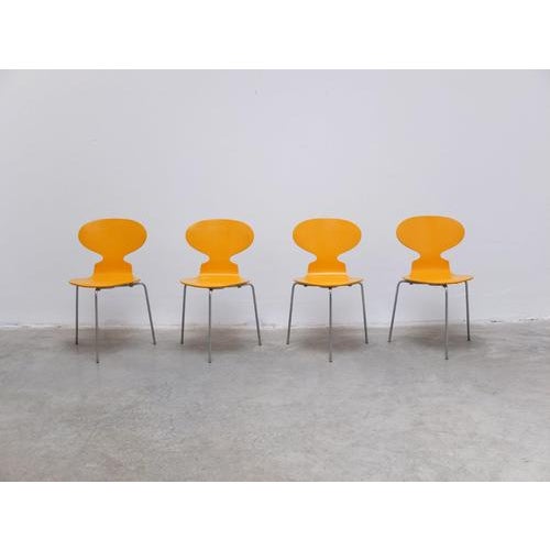 Lovely set of 4 ‘Ant’ chairs designed by Arne Jacobsen for Fritz Hansen in 1952. These chairs are early productions from...