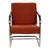 Pair of armchairs constructed with tubular steel frames in the Bauhaus manner. Each chair features a continuous bent steel...