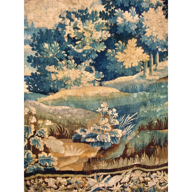 Early 18th Century Early 18th Century French Aubusson Verdure Landscape and Royal Crown For Sale - Image 5 of 18