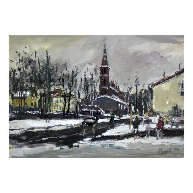 Magdalena Spasowicz, Landscape (New Town), Acrylic on Cardboard, 2006 For Sale