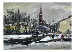Magdalena Spasowicz, Landscape (New Town), Acrylic on Cardboard, 2006