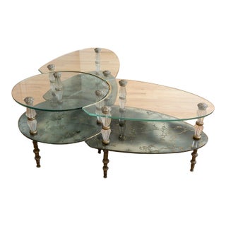 1940s Hollywood Regency 3-Piece "Verre Églomisé" Modular Coffee Table Set by Goran of Belgium For Sale