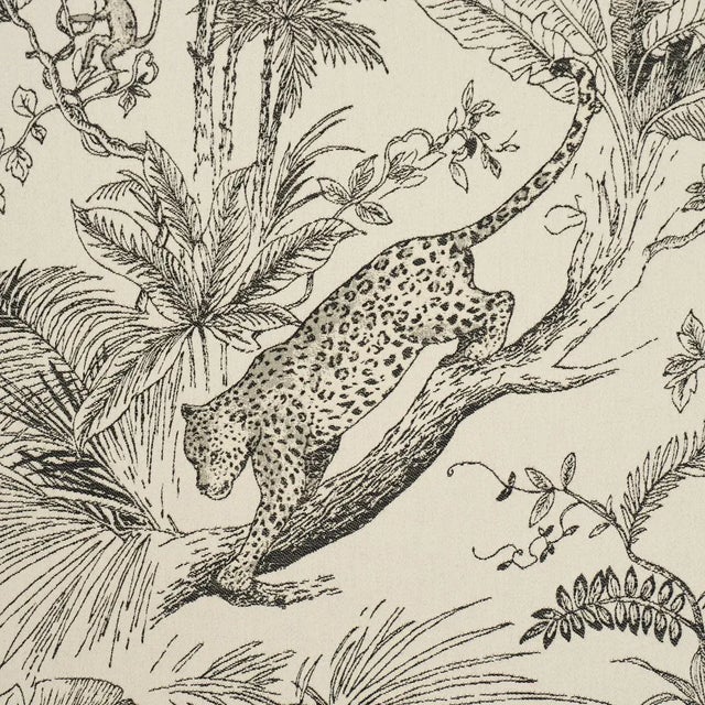 Schumacher SAMPLE - Schumacher Forest Canopy Fabric In Black & Ivory For Sale - Image 4 of 5