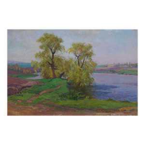 Impressionist River Landscape Oil Painting, Ukrainian Artist, 1964 80-120