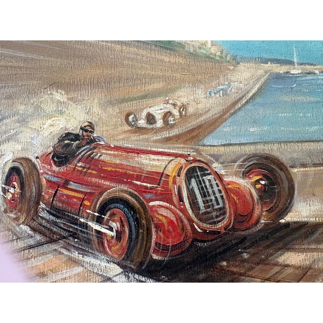 Art Deco 1930s Monte Carlo Auto Rally Original Oil Painting For Sale - Image 3 of 4