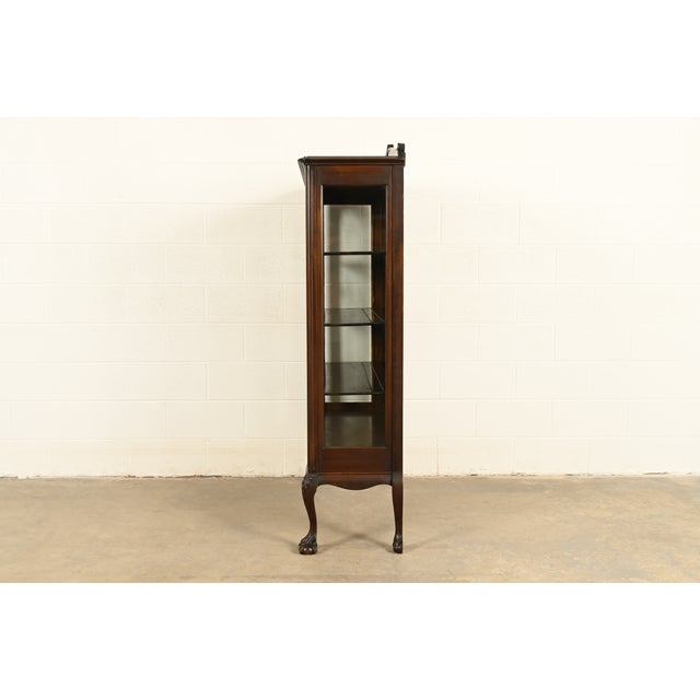 Berkey & Gay Style Antique Chippendale Carved Mahogany Bookcase Cabinet, Circa 1920s For Sale - Image 11 of 13