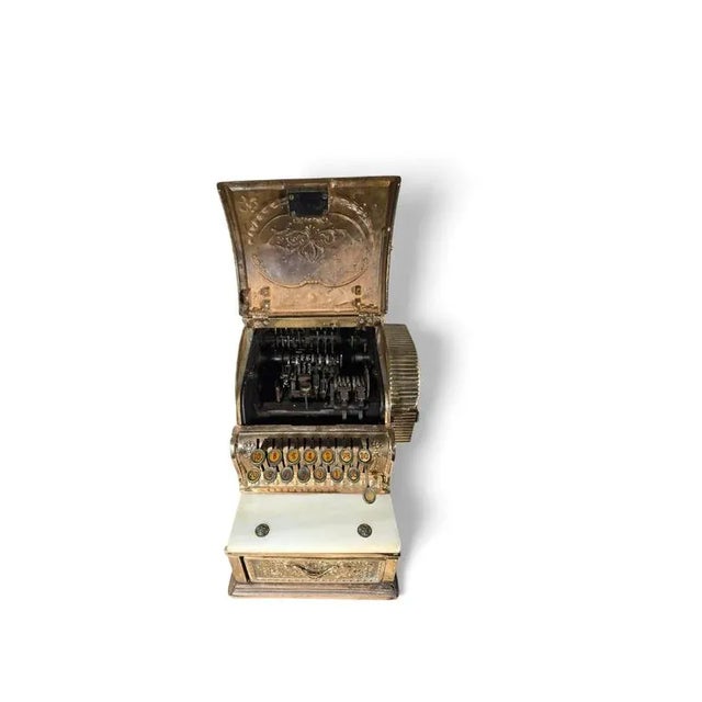 Antique Gilded Bronze Cash Register with Relief Carving, 1930 For Sale - Image 15 of 18