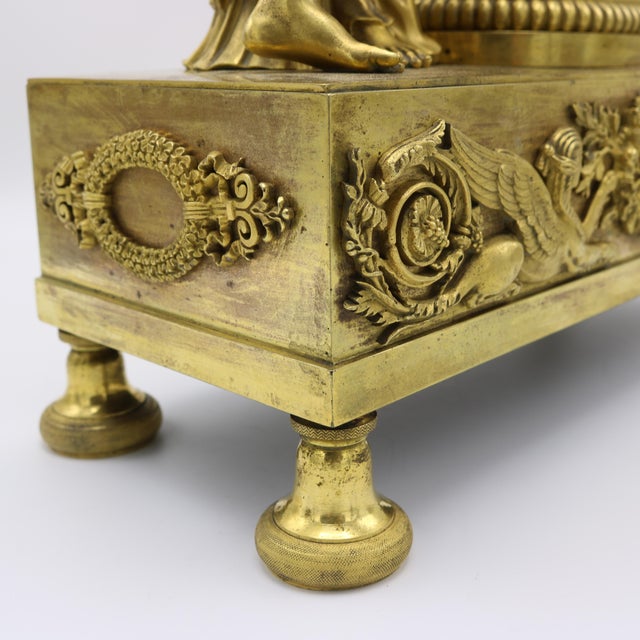 French Empire Gilt Bronze Mantle Clock , France 1810 For Sale - Image 9 of 15