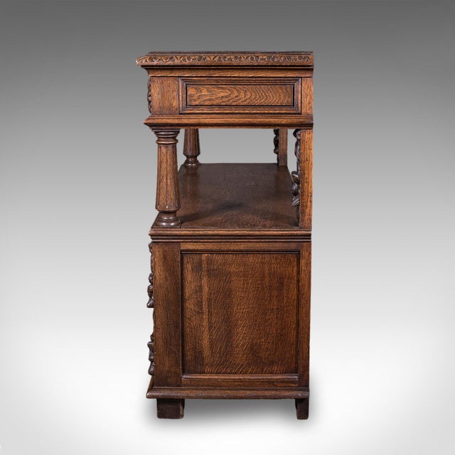 Wood Large Antique Buffet, Scottish, Oak, Server, Sideboard, Gothic Taste, Victorian For Sale - Image 7 of 12