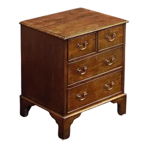 English Small Cabinet Chest of Drawers of Oak on Bracket Feet