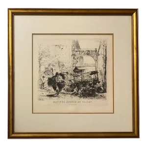 Chalcographie Engraving Print Issued by the Louvre "Matinee Avenue De Clichy" Framed