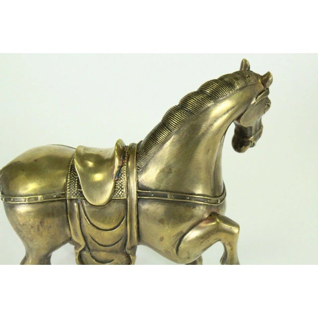 19th Century 1800's Chinese Horse Figurine Cast Brass Archaic Style For Sale - Image 5 of 10