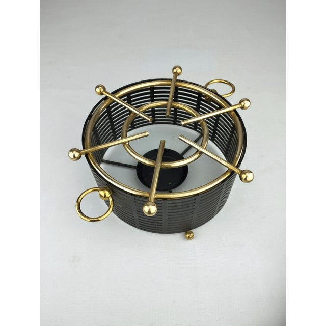 Mid-Century Modern Mid-Century Modern Tea Warmer in Perforated Sheet Metal and Brass, 1950s For Sale - Image 3 of 9