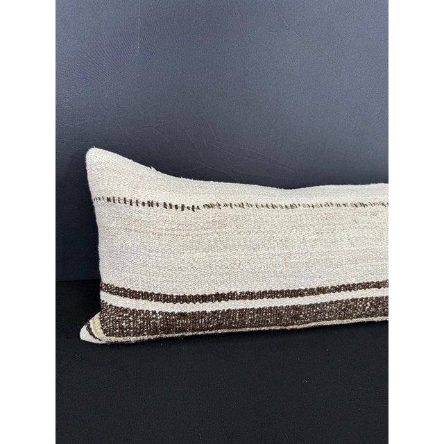 Turkish Hemp Pillow Cushion Natural Beige Brown Cushion Cover 12x46 #30308 Enhance your home decor with our Kilim Pillow...
