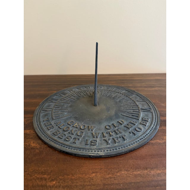 French Country Vintage English Country Iron Garden Sundial "Grow Old Along With Me" For Sale - Image 3 of 7