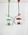 Pair of two chandelier pendant in metal and brass details, in the shape of two mushrooms, green and red. The lampshades...